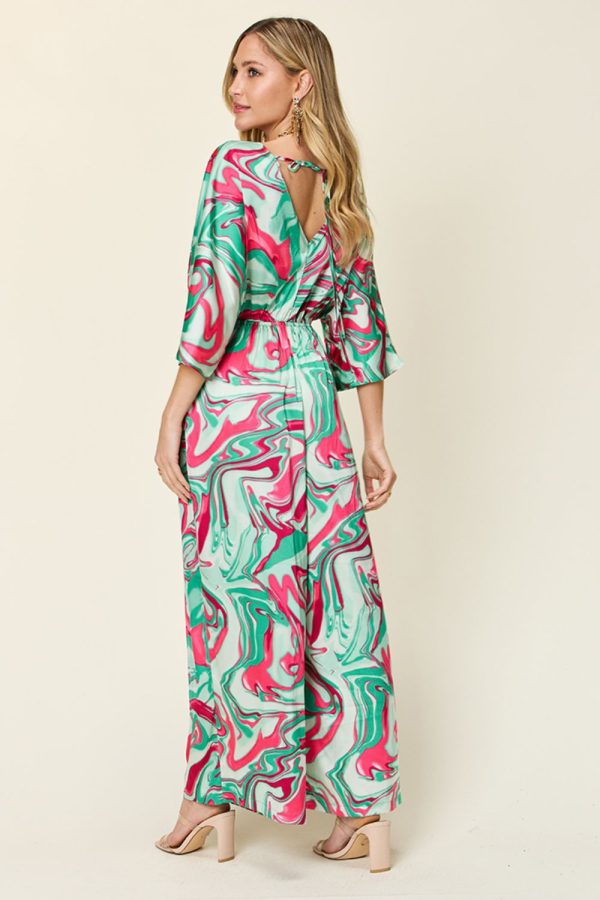 Double Take Full Size Half Sleeve Wide Leg Jumpsuit For Discount