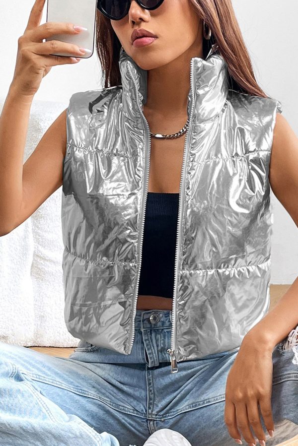 Zip-Up Turtleneck Vest Cheap