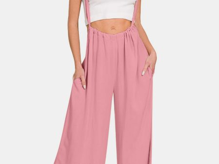 Zenana Pocketed Wide Strap Wide Leg Overalls Supply